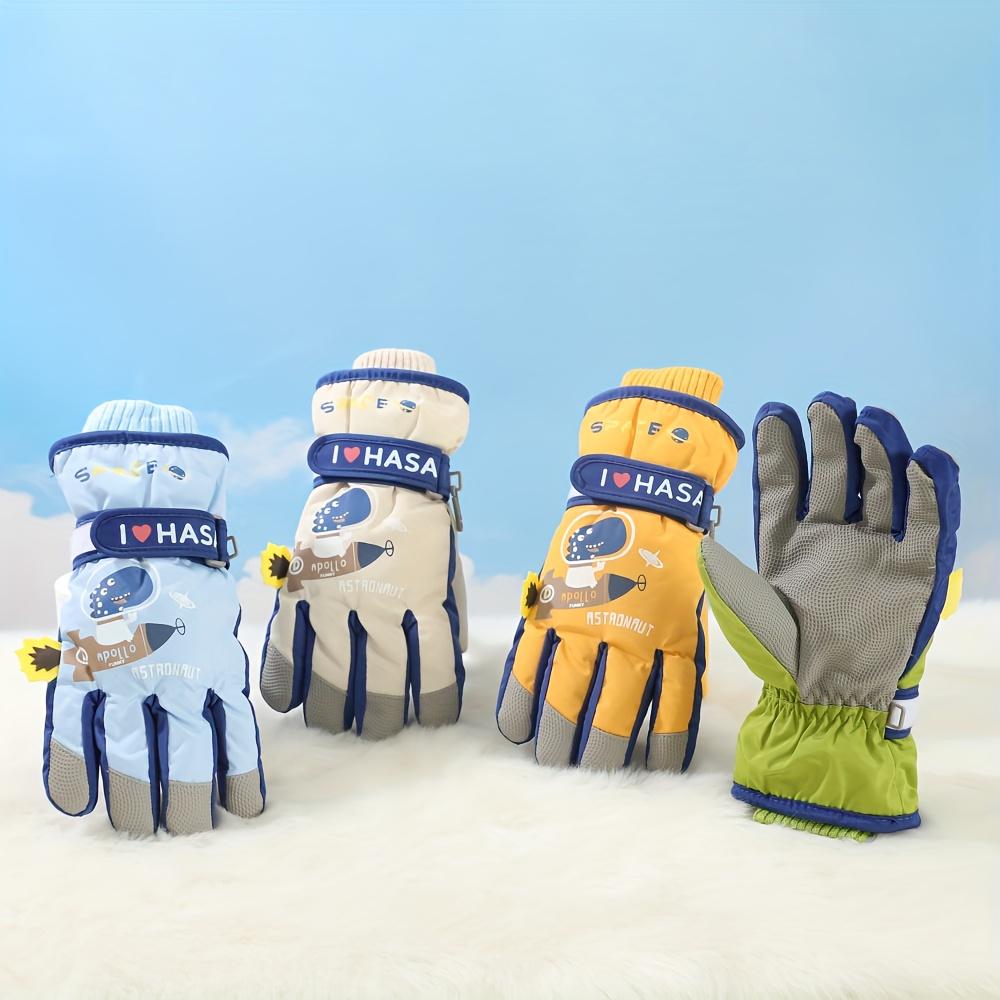 1 Pair Kids Ski Gloves Winter Warm Plush Gloves Cartoon Dinosaur Kids Split Finger Gloves Girl Fleece Cycling Gloves Thickened Five Finger Gloves Full Finger Gloves Suitable for Outdoor Snow Play Suitable for Children Aged 5-10, Gloves For Boy/girl
