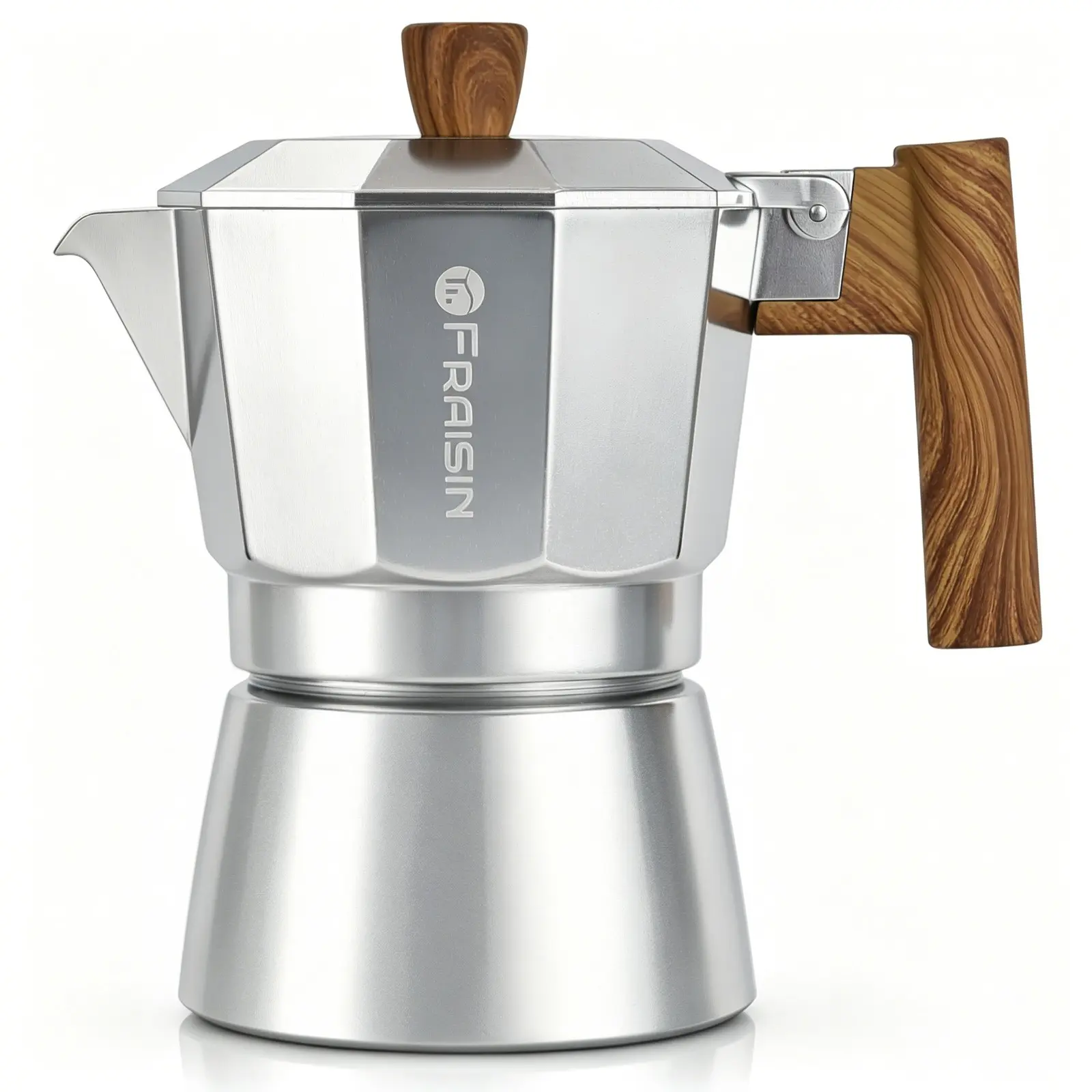 Silver Color Moka Pot, Italian Espresso Coffee Maker, Cuban Coffee Machine, Stovetop Coffee Brewer, Donut Shop Coffee Pot