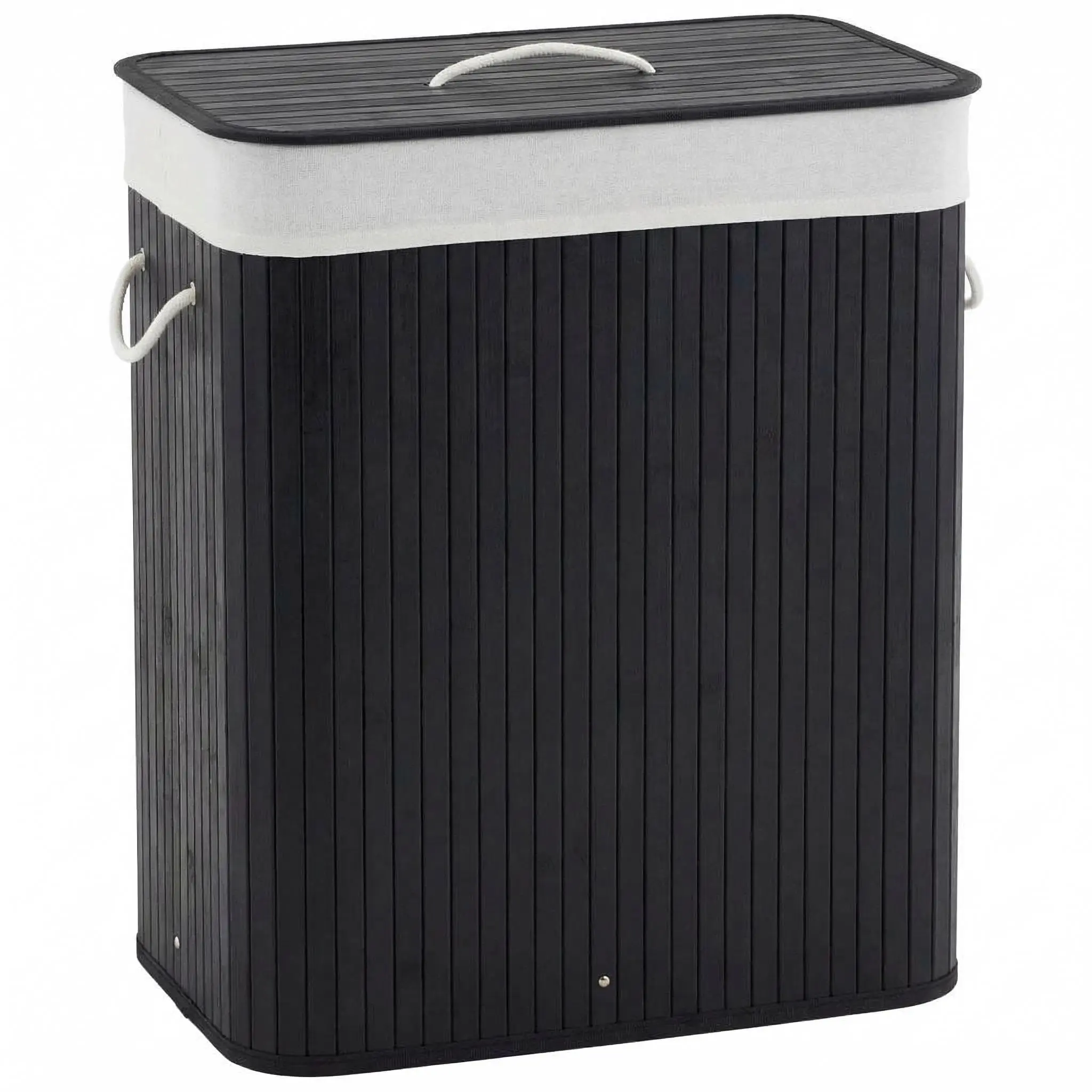Slim Bamboo Laundry Hamper with Lid, 106L Large Collapsible Wooden Clothes Basket with Washable Removable Liner, Space-Saving Storage, Ideal for Bedroom, Apartment, Dorm
