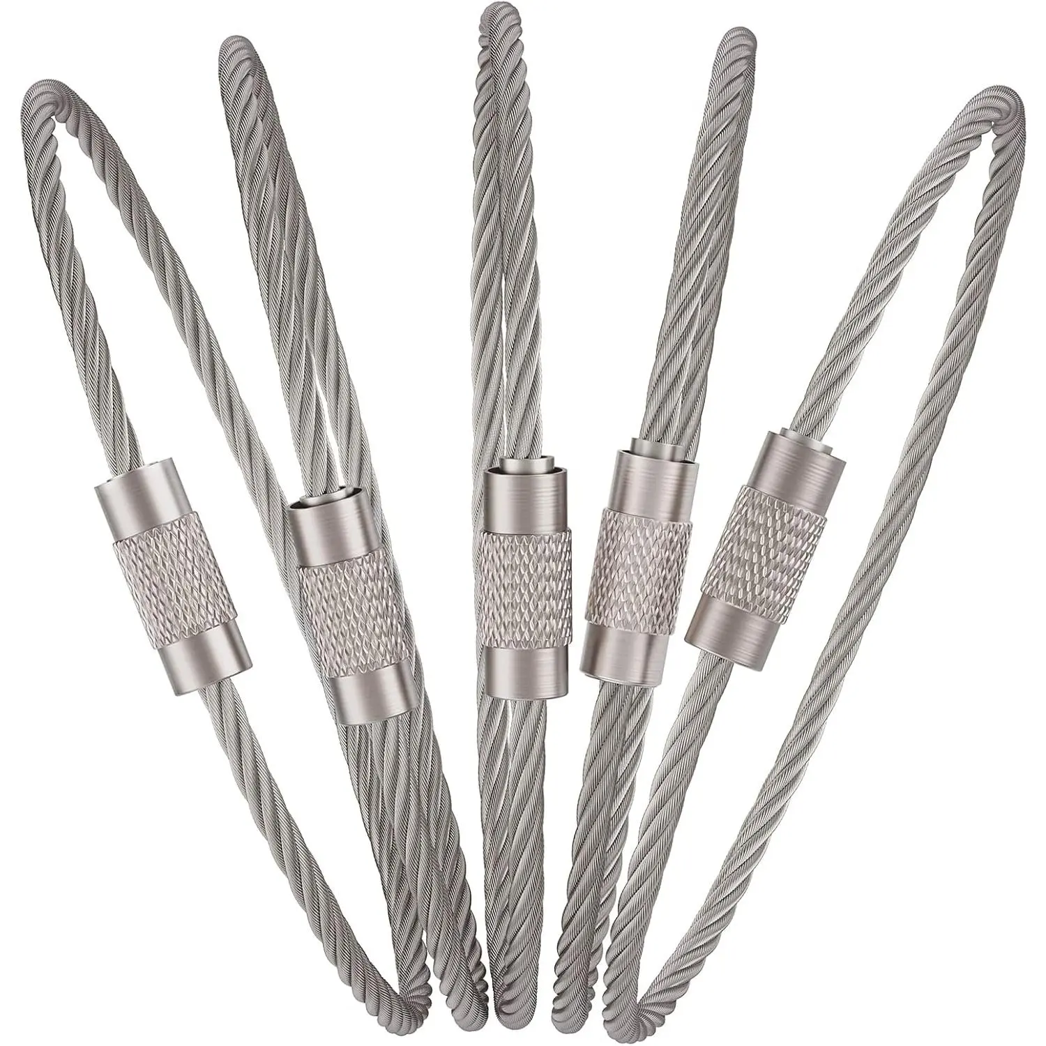 25‑Pack 6‑Inch Stainless Steel Wire Keychain Cable Loops, Heavy‑Duty Flexible Anti‑Rust Connectable Key Rings, Multi‑Purpose Holder for Luggage Tags, Outdoor Hiking & Gear Attachment