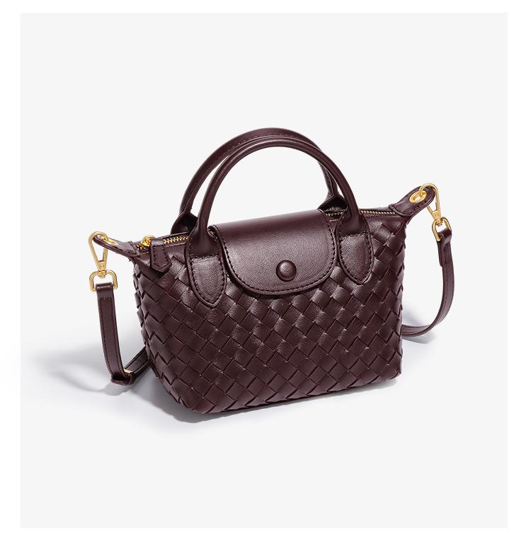 6252 Hand-woven Shoulder Dumpling Bag 2025 New PU Leather Fashion Commuter Messenger Bag