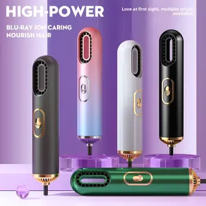 3-in-1 Hair Dryer & Volumizer - Negative Ionic Hot Air Brush, 3-Speed Portable Straightener Curling Comb, Fast Drying Styling Tool for Home & Travel