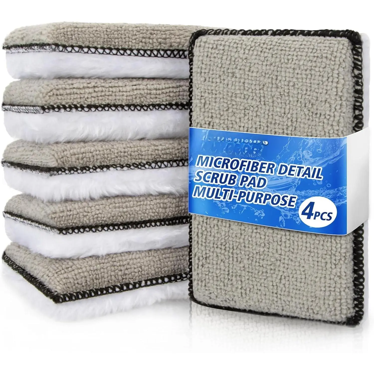 Microfiber Applicator Pad - 4 count Microfiber Pads Detailing Sponge, 5x4 Inch  Interior Detailing Kit for Leather Sofa Shoes Bags,  Wash Sponge for Household Cleaning