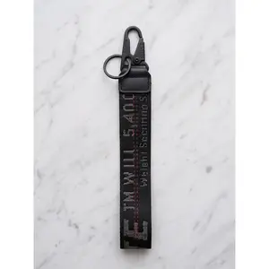 Black Car Keychain with Fabric Wrist Strap, Stylish Key Ring for Car Keys, Wallets and Bags