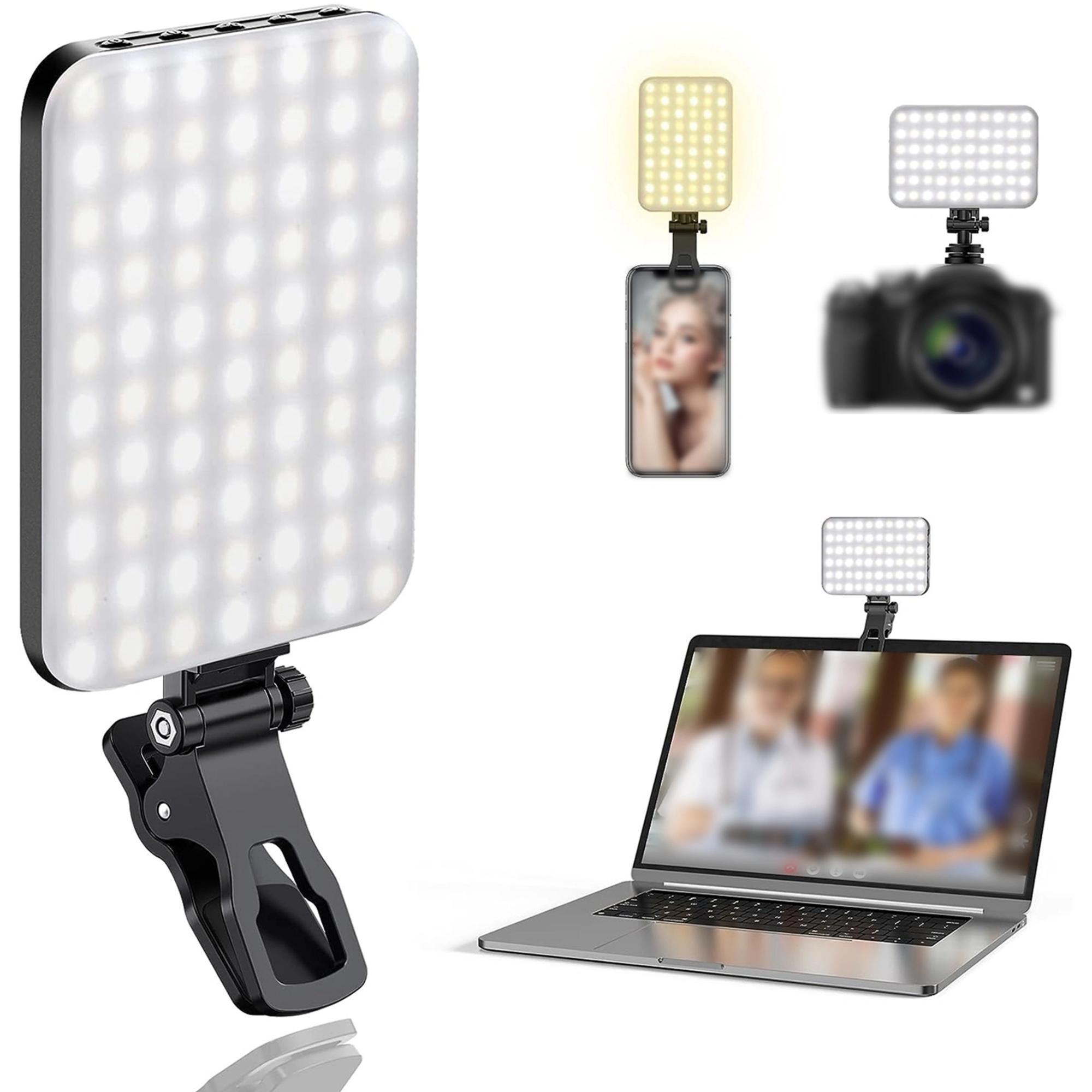 1 Set Portable Front & Back Clip-On Phone Selfie Light, 2,200 mAh Rechargeable & 7-Mode LED Selfie Fill Light for Smartphone, Tablet & Laptop #GLOBAL PICKS