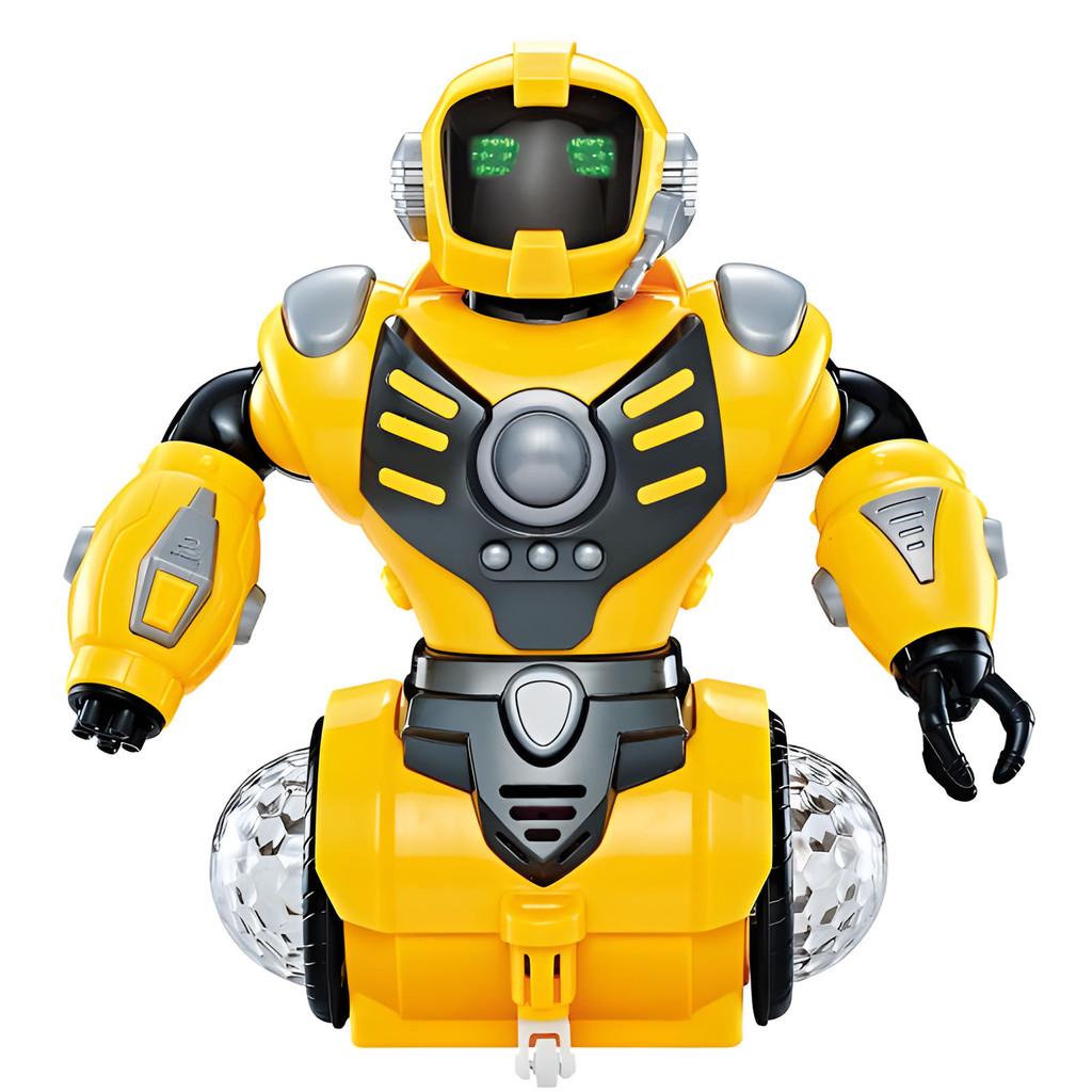 Dancing Robot with Light Rotary |   Yellow and Chocolate Colored, Uncharged, Battery-Free Robot Toy for