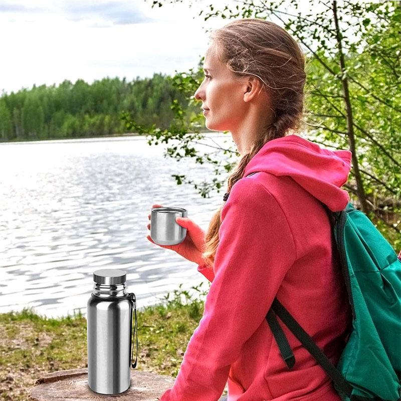 Stainless Steel Vacuum Flask, 1 Count Portable Double Walled Insulated Water Bottle with Lid, Leak Proof Insulated Thermo Bottle for Hot & Cold Drink, Stainless Steel Thermos