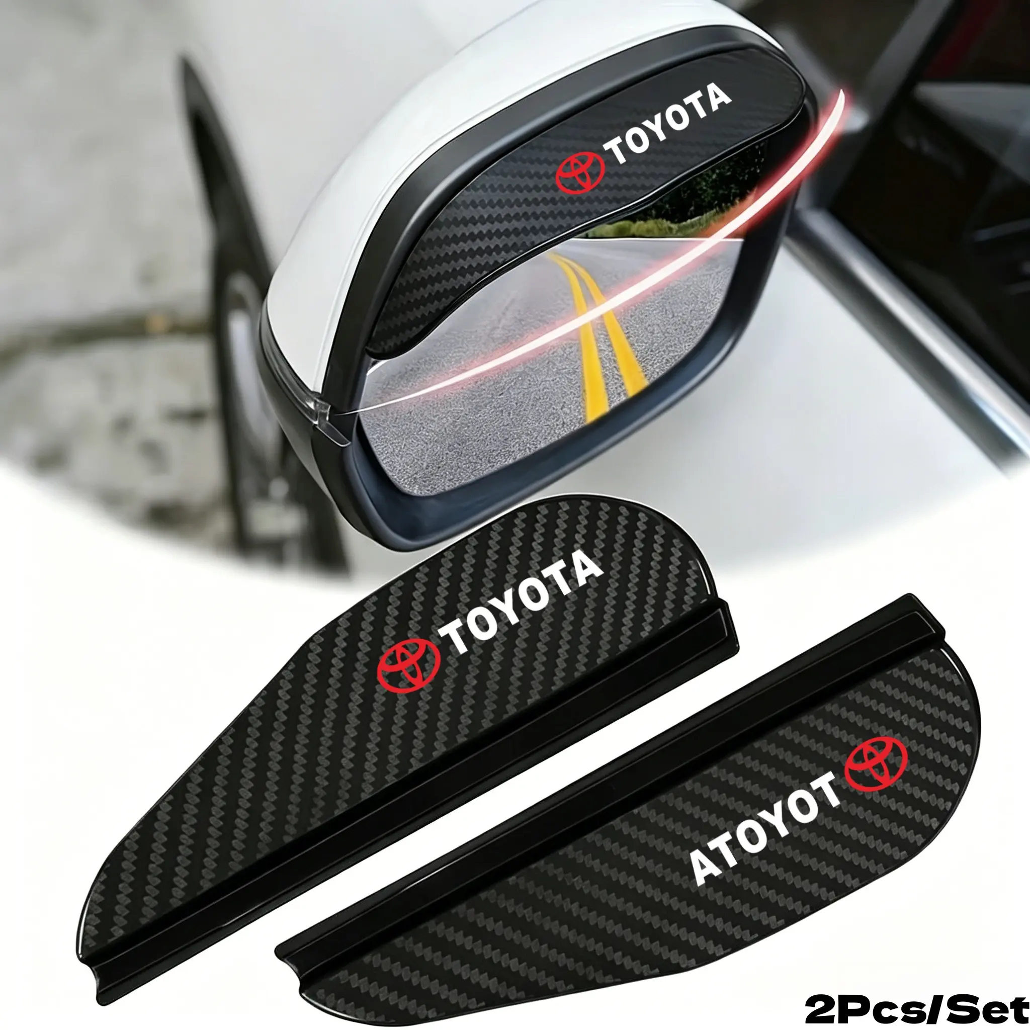 2pcs Car Rear View Mirror Rain Cover, Easy Install No Drilling, Sunshade for Toyota Models, Automotive Accessories