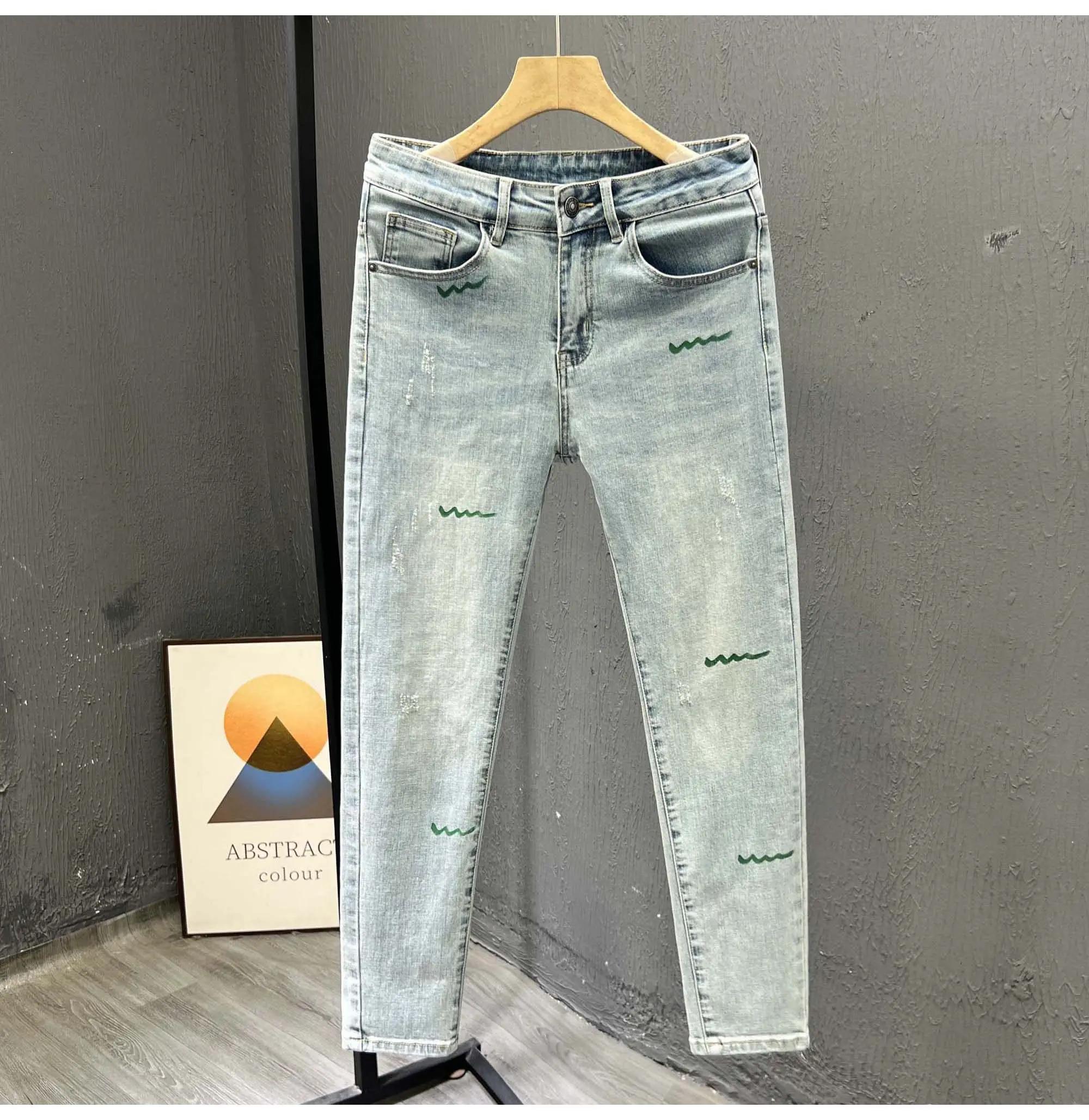 Slim Fit Men's Jeans Winter Faion Korean Sle Small Footed Pants Waed Elastic Long Trousers Haome Youth Casual Wear