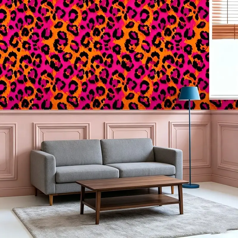 Retro Hot & Leopard Peel & Stick Wallpaper, Bold Animal Print, Removable, No Residue, Wall Decor for Teen Room & Dorm