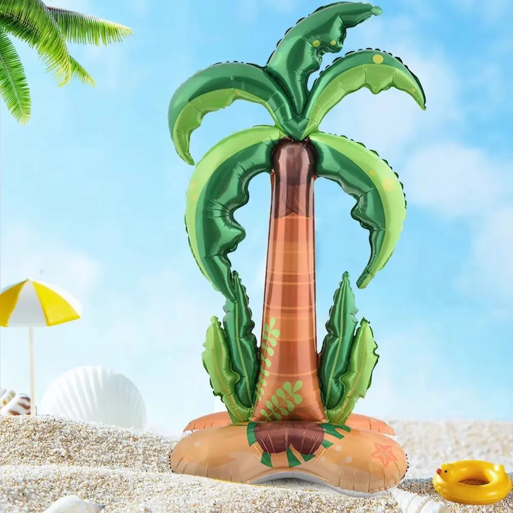 Large Standing Coconut Tree and Cactus Foil Balloons, Perfect for Hawaiian Parties, Baptisms, and Birthday Celebrations