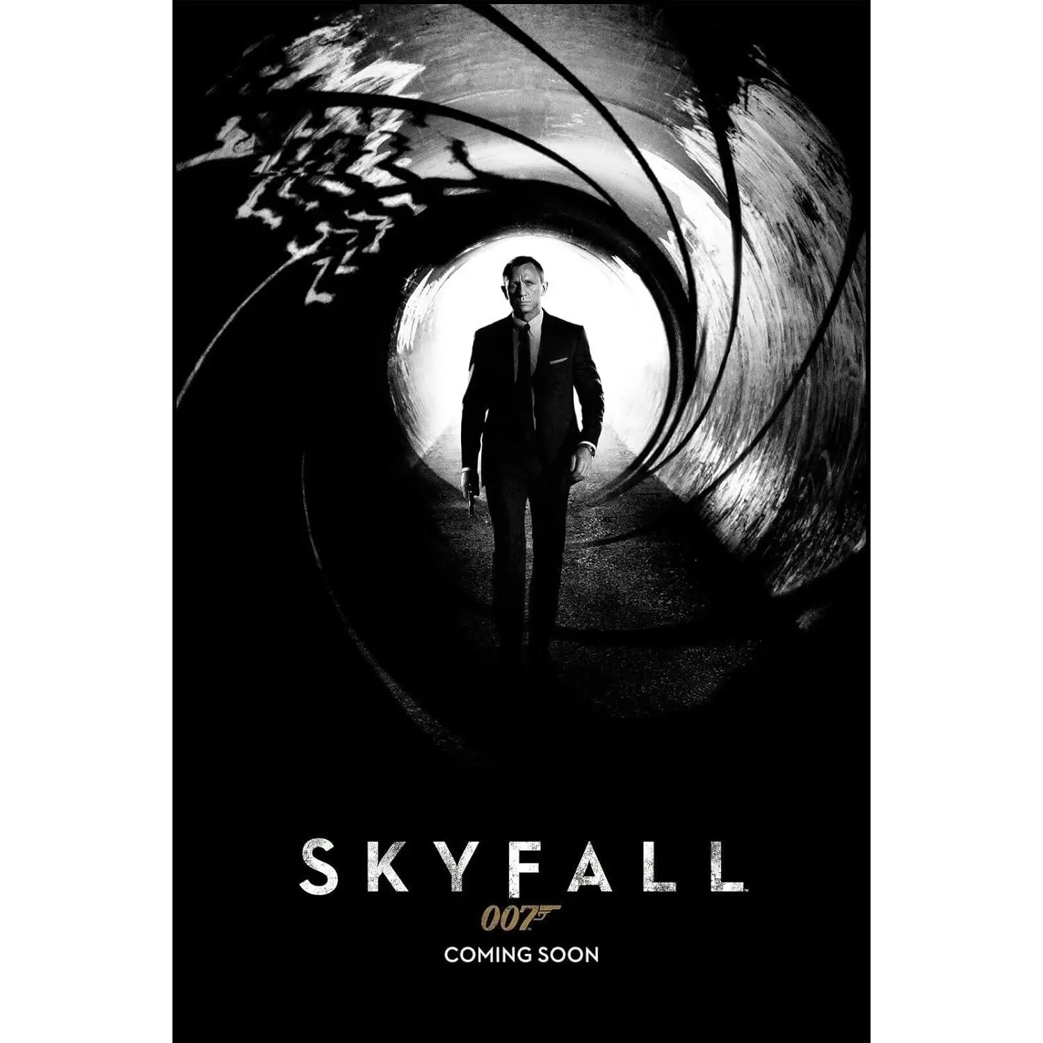 Skyfall Movie Poster Print - Daniel Craig US Teaser Artwork, 1-Piece Solid Wall Decoration for Bond Fans, Multi-Size Home Decor, One-Piece