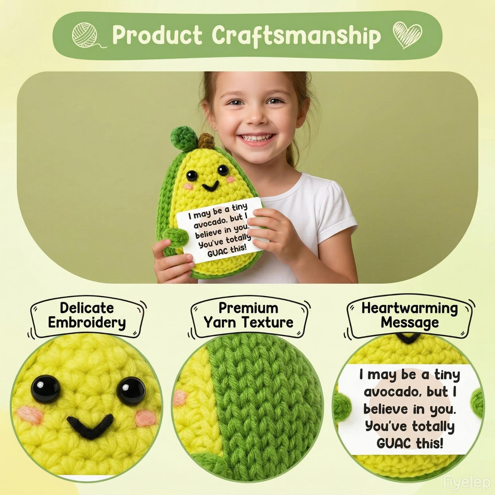 Super Cute Hand-Knit Avocado Mini Plush Emotional Support Plush,Birthday Gifts For Women Men Him,Christmas Holiday Presents,Teacher Appreciation Gifts,Soft Stress Relief Doll,Portable Pocket Size Toy,Bag Charm Desk Decor,Party Favor Photo Prop,Handmade Un