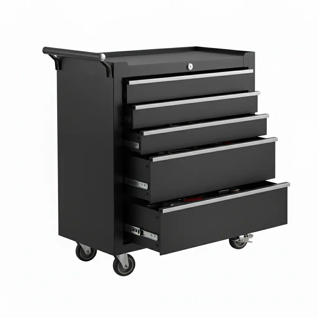 5-Drawer Rolling Tool Storage Cabinet On Wheels, Heavy Duty Metal Tool Box Organizer with Locking Mechanism, Rolling Tool Chest for Warehouse, Repair Shop, Home, Black