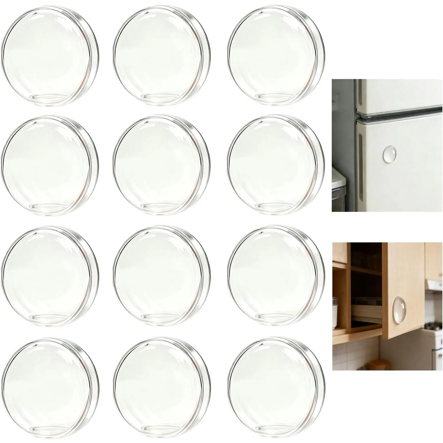 12 count Door Knob Bumpers, Clear Door Bumpers for Reducing Noise | Door Handle Bumpers, Wall Protectors to  Door Handle  Wall, Fridge Door Bumpers Cupboard Door Bumpers (15*15mm)