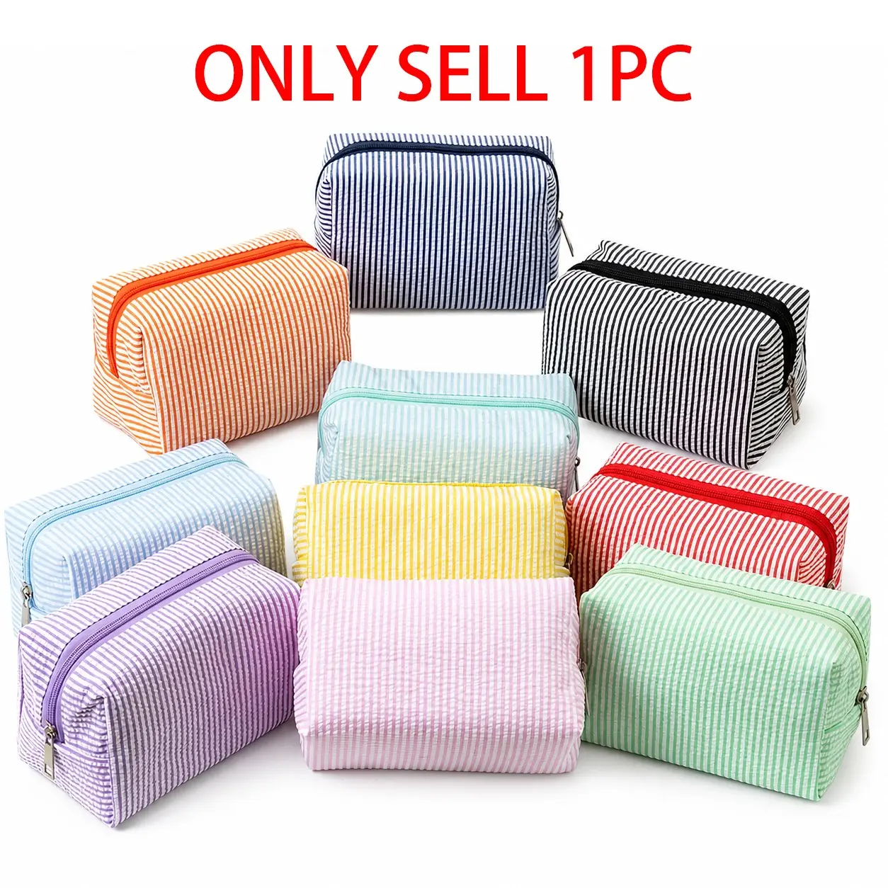 1Pcs Small Striped Minimalist Cosmetic Pouch, Multi‑use Mini Storage Bag for Makeup Essentials, Keys, Earbuds & Data Cables, Ideal for Daily Life Travel Organization, Wonderful Holiday & Birthday Present for Mom Wife Friend