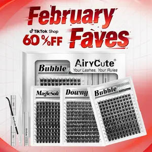 AiryCute Voluminous Lash Collection | MagicSoft, Bubble, Flaunt, Downy | Upgrade 2.0 Lashes With Ultra Dense, Waterproof, Long-Lasting Lashes | Beginner-Friendly DIY Lashes | Trendy & Must-Have Clusters