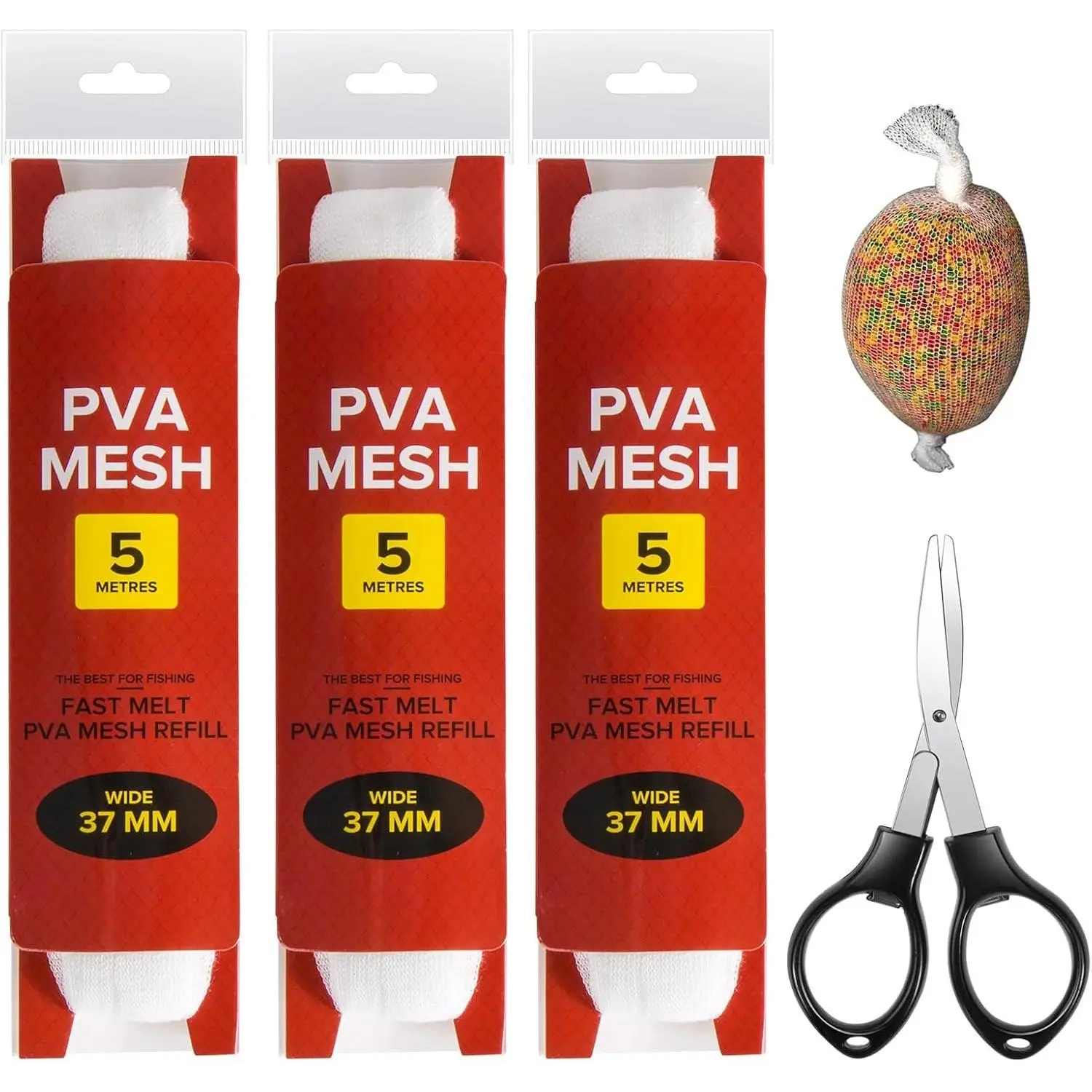 5M PVA Mesh Carp Fishing with , 3 count PVA Bags Carp Fishing, 45"  Water Soluble Mesh Bags Refill