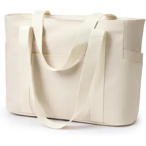 Large Tote Bag, Zipper  Bag for Women Trolley Sleeve 15.6" Laptop Travel Work Daily Nurse Gym