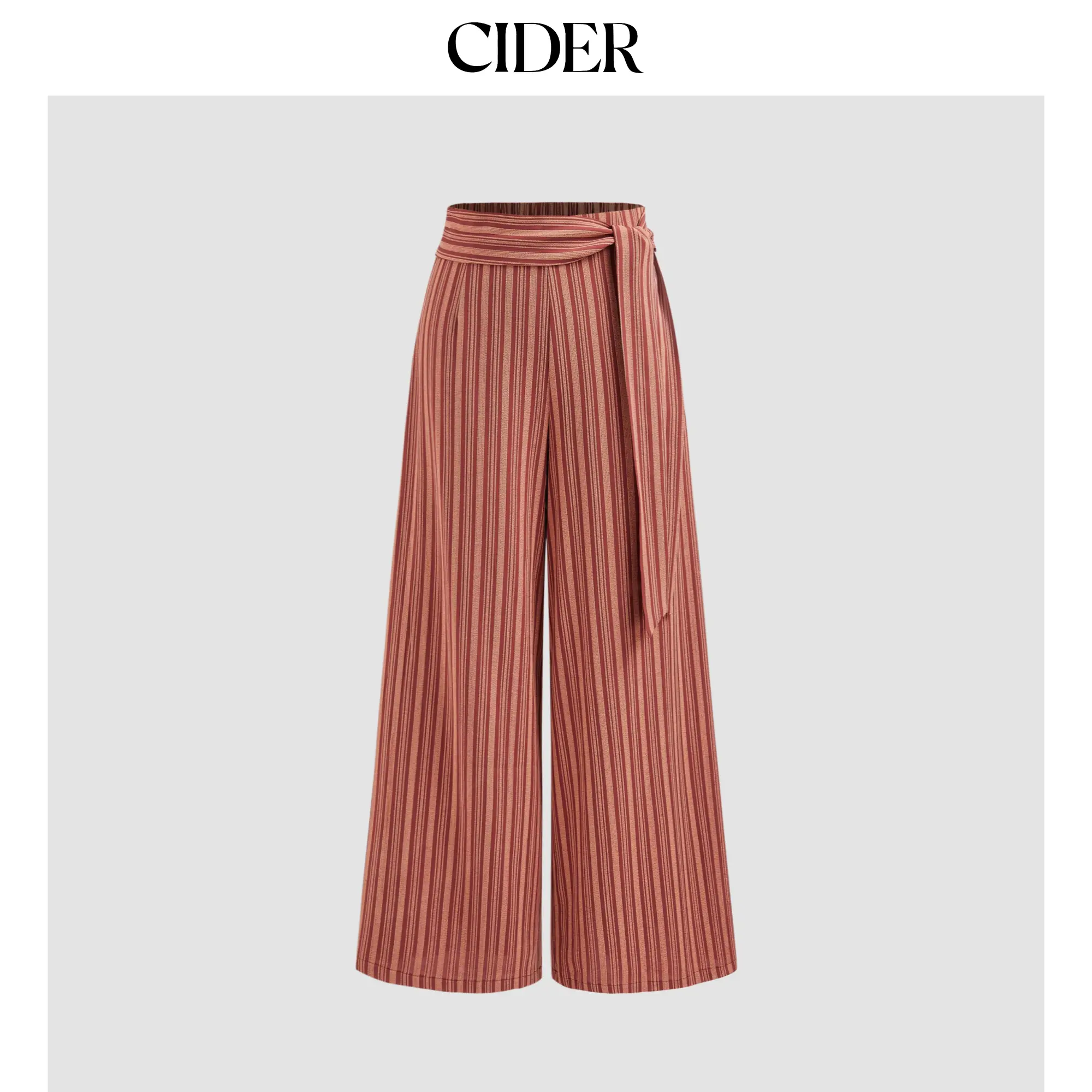Cider [size 2-26] Mid Rise Solid Striped Knotted Wide Leg Trousers