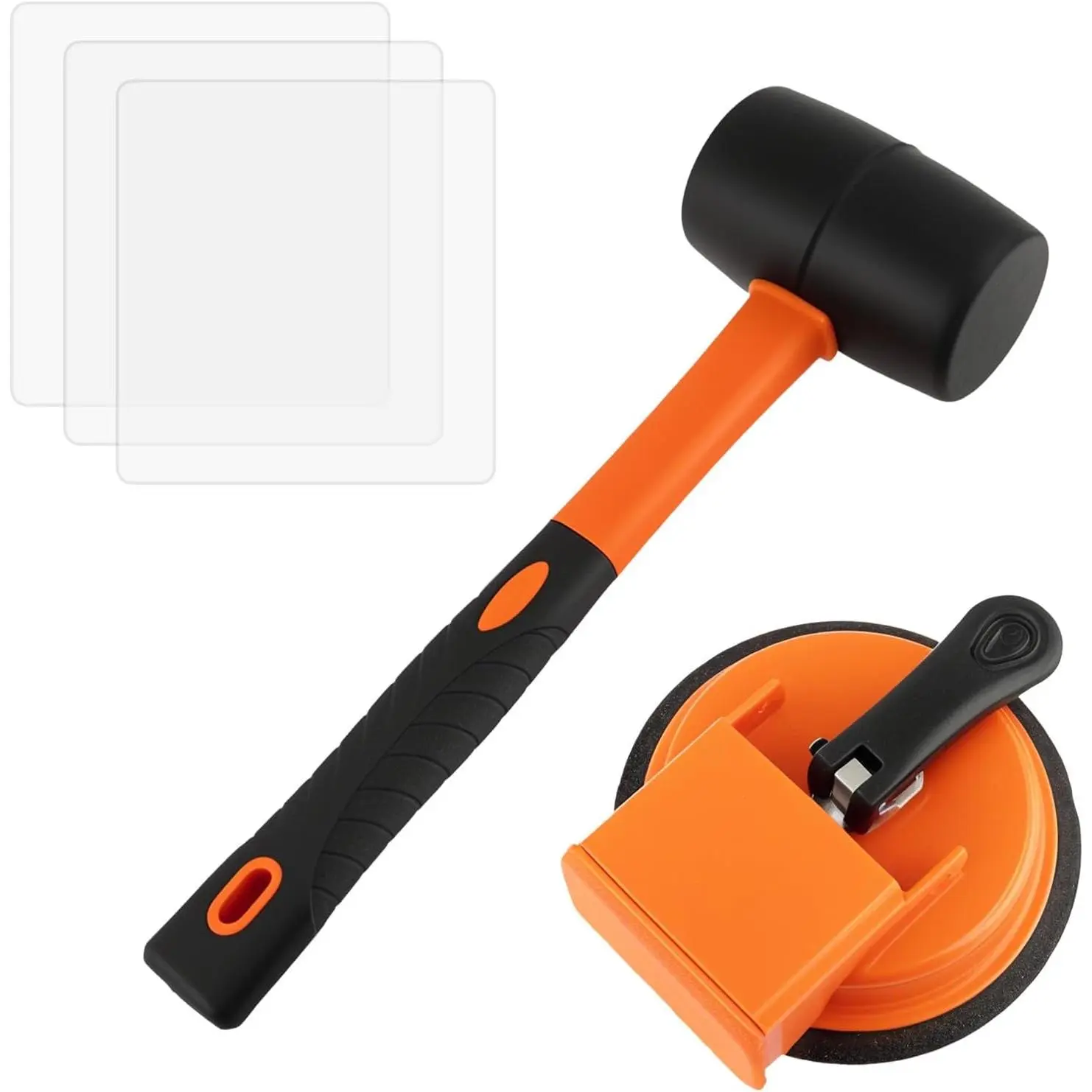 Upgraded Floor Gap Fixer & Suction Cup Tool Kit, Laminate LVP Vinyl Flooring Repair Tools Kit, Heavy-Duty Gap Fixer with 3  Sticky Pads & Rubber Mallet, Plank Grabber Fix Pro