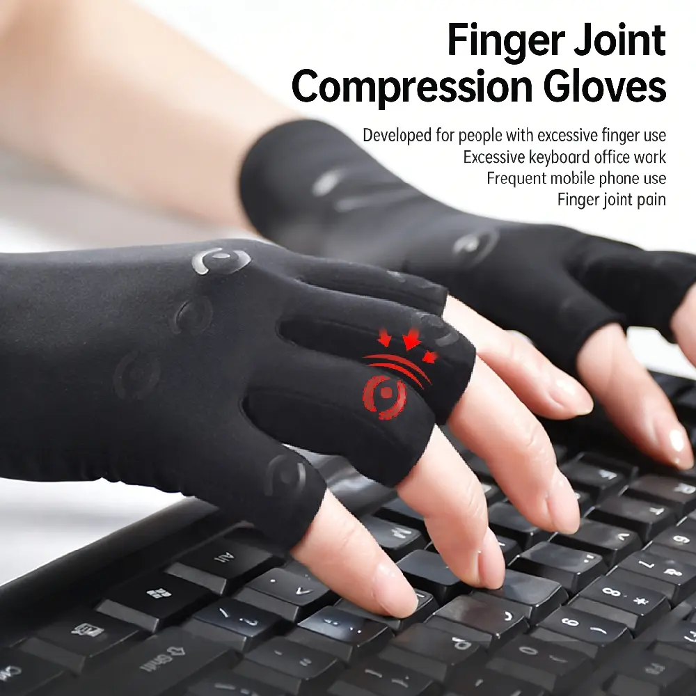 1Pair All-Around Compression Finger Joint Arthritis Gloves for Women for Pain, Keyboard Office Work, Frequent Use, Carpal Tunnel Relief Gloves for Men, Hand Compression Gloves for Crocheting, Rheumatoid Arthritis
