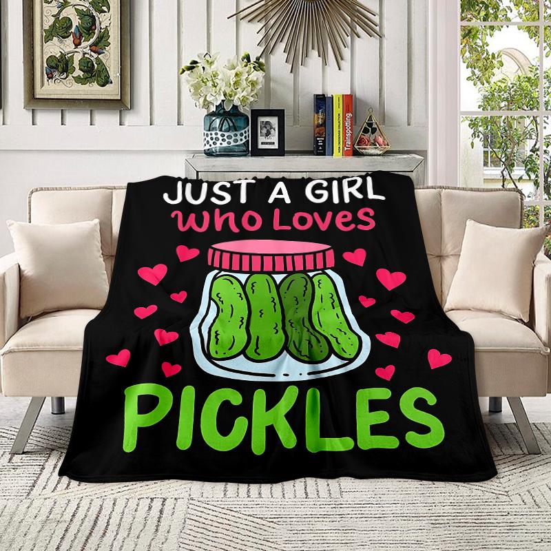 Festive Jelly Pickle Fleece Blanket Just A Girl Who Loves Pickles Blanket: The Viral Pickle Lover Throw Blowing Up TikTok, Ultra Soft Plush Fleece Blanket Printed In USA For Pickle Obsessed Foodies & Meme Fans