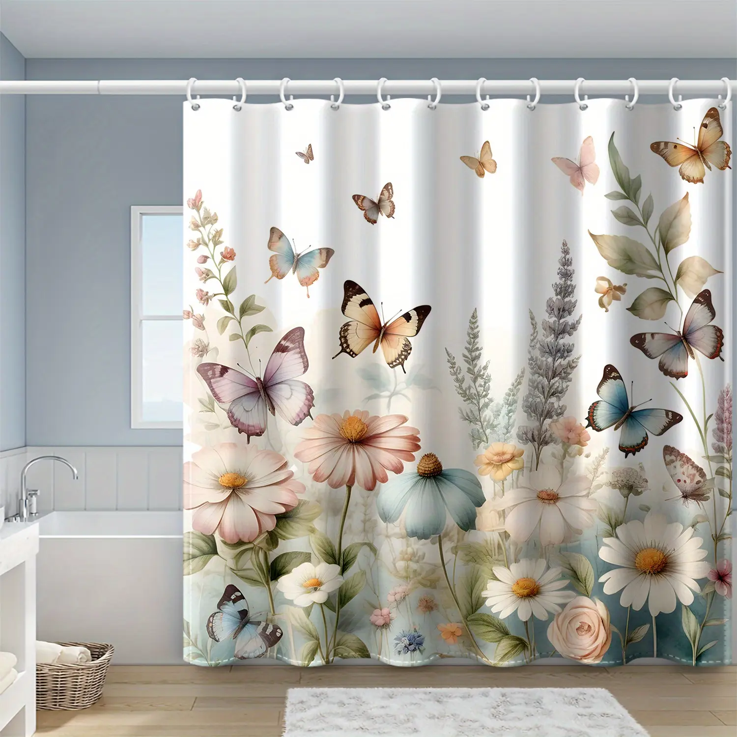 1 piece butterfly shower , with hooks, made of , suitable and , bathtubs, , and bathroom , suitable all , size is 71x71inch machine washable dec decorat honeyc ru - luxe Gothic joy curtai curt ho deco premium w em fall d st selec Silv ntu bedro kitche lig