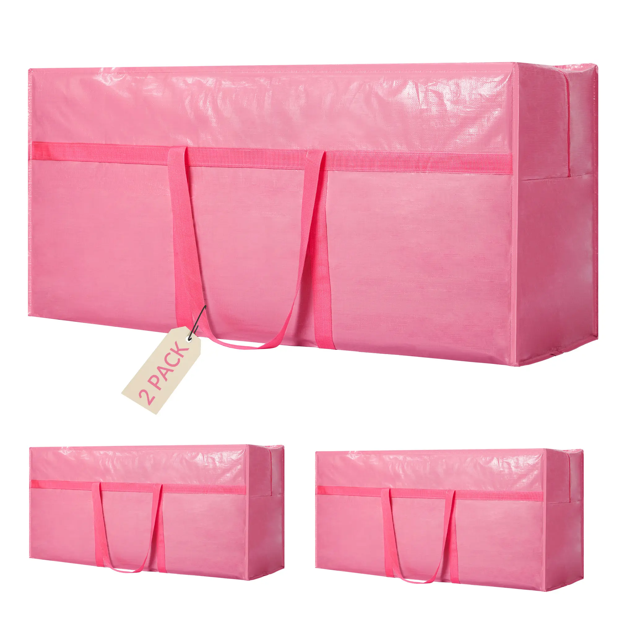 Heavy Duty Extra Large Wardrobe Storage Hanging Bags – Reinforced Handles – Durable Home Organization – Pink, 2/4 Pack, 45.2 x 15.7 x 21.7 Inches