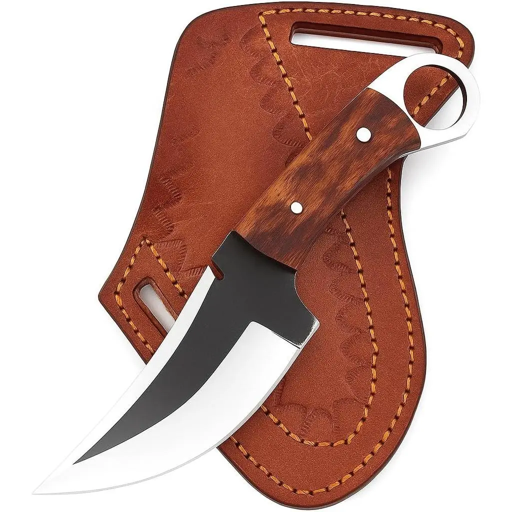 Fixed Blade Hunting Forged Tracker Knife - 8 Inches Carbon Steel Razor Sharp Blade Full Tang Bushcraft Knives with Premium Leather Belt Sheath.Used For Hunting Outdoor Camping, Hiking, Skining Knife.