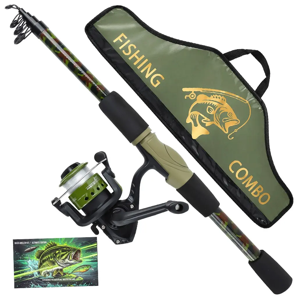 Complete Telescopic Fishing Rod Set, Soft Color Contrast Design, 5.2:1 Gear Ratio, Metal Guides, Dedicated Storage Bag, Ideal for Rivers Lakes Beaches