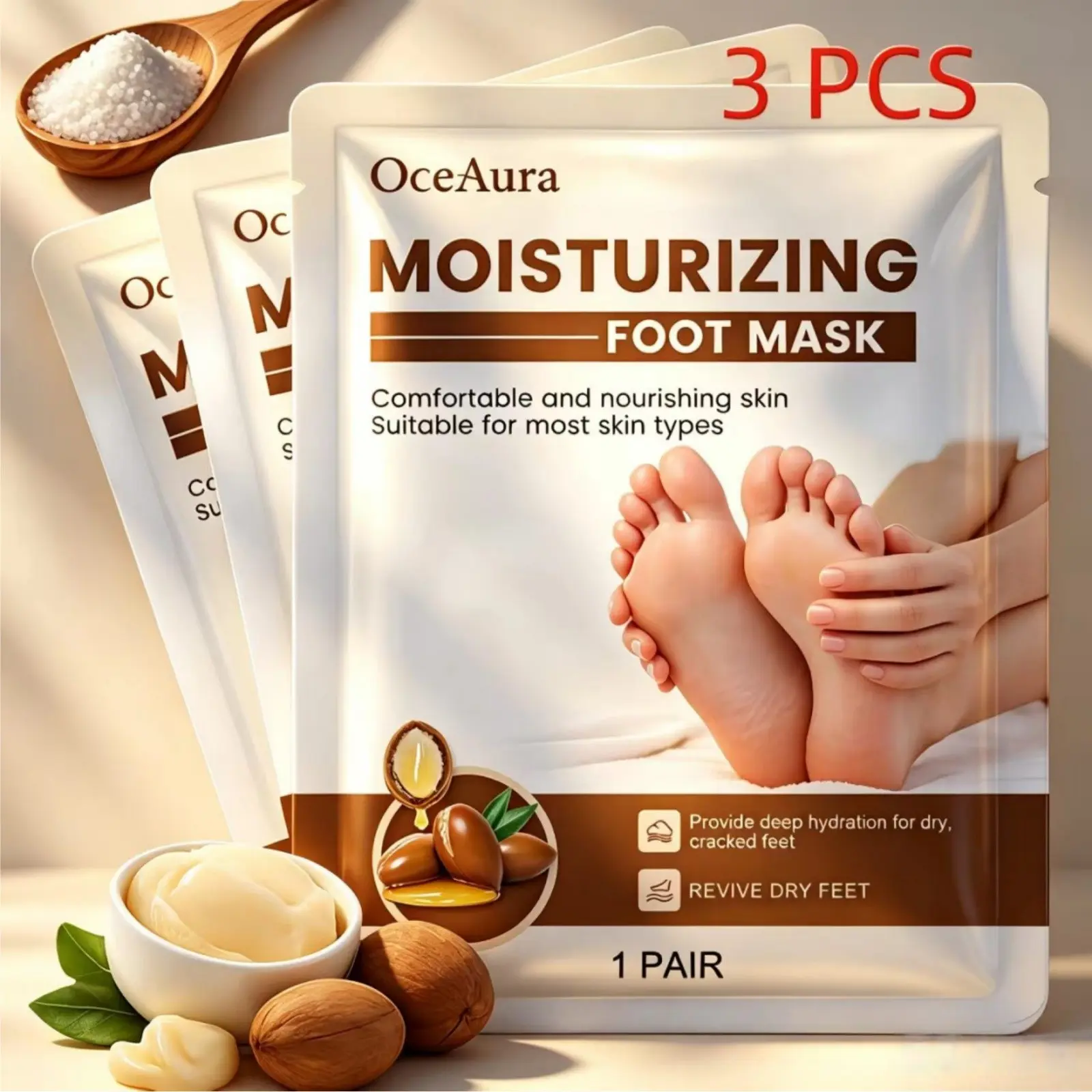 Foot Peeling Mask Set, Exfoliating Shea Butter Moisture Mask for Dry Cracked Feet, Dead Skin & Callus Remover, Unisex Foot Care, One Size, Moisturizing, Foot Care Product