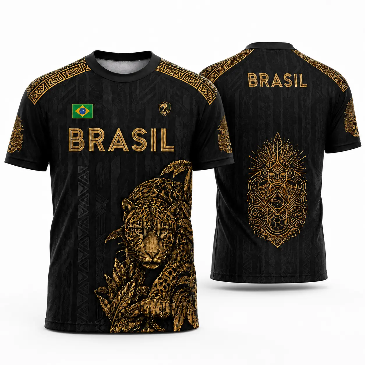 Brasil Jaguar Graphic, Unisex Crew Neck Jersey Shirt,Lightweight Breathable Polyester Graphic Top for Men & Women, Summer Festival, Vacation, Streetwear & Daily Casual Outfit，Size S-5XL, clothes, outfits, men's wear,men fashion,summer men clothes