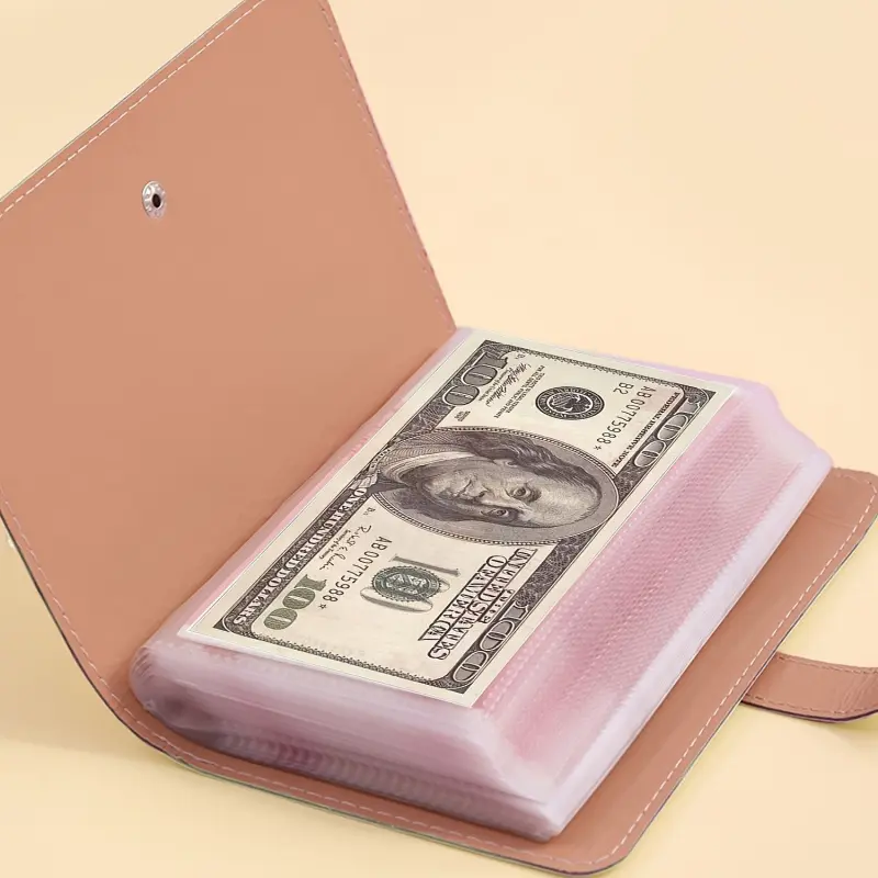 1 Banknote storage album made of PU material; features a high-capacity A6 design capable of holding 100 banknotes, Money, stamps, or bank cards; includes 50 inner pages. Album only; banknotes not included.