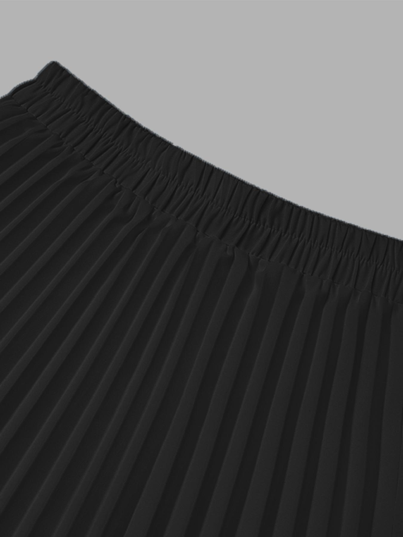 Two-piece Set Women's Solid V Neck Vest Top & Pleat Skirt, Casual Fashion Cozy Set for Daily Outdoor Wear, Ladies Clothes for All Seasons, Suits