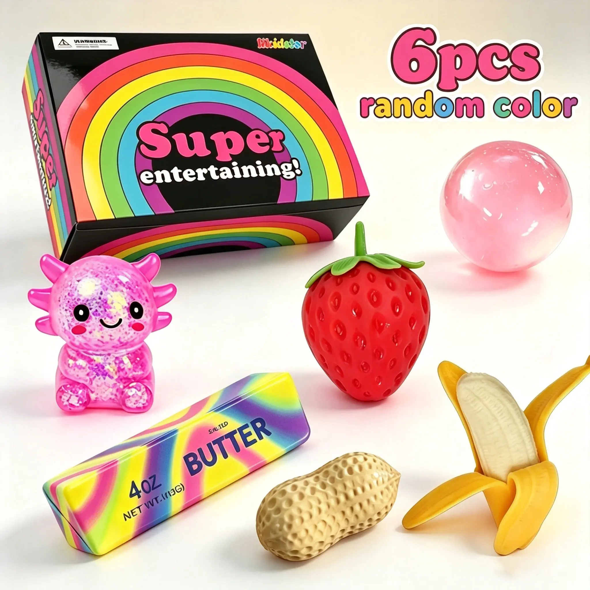 6-Pack Slow Rising Squishy Toy Set, Sensory Stress Relief Toys, Slow Rebound TPR Material, Fun Food-Shaped Squishy Kit, Gifts for Kids & Adults, Birthday Party Favors, Classroom Prizes, Desk Decorations (Random Colors)
