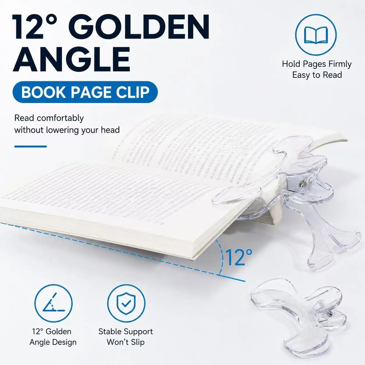 Students' Flip Book Folder with Anti-Book Treasure Cover, Premium Plastic Book Clip, Transparent Document Holder, Study Clip for Fine Writing, Office Accessories