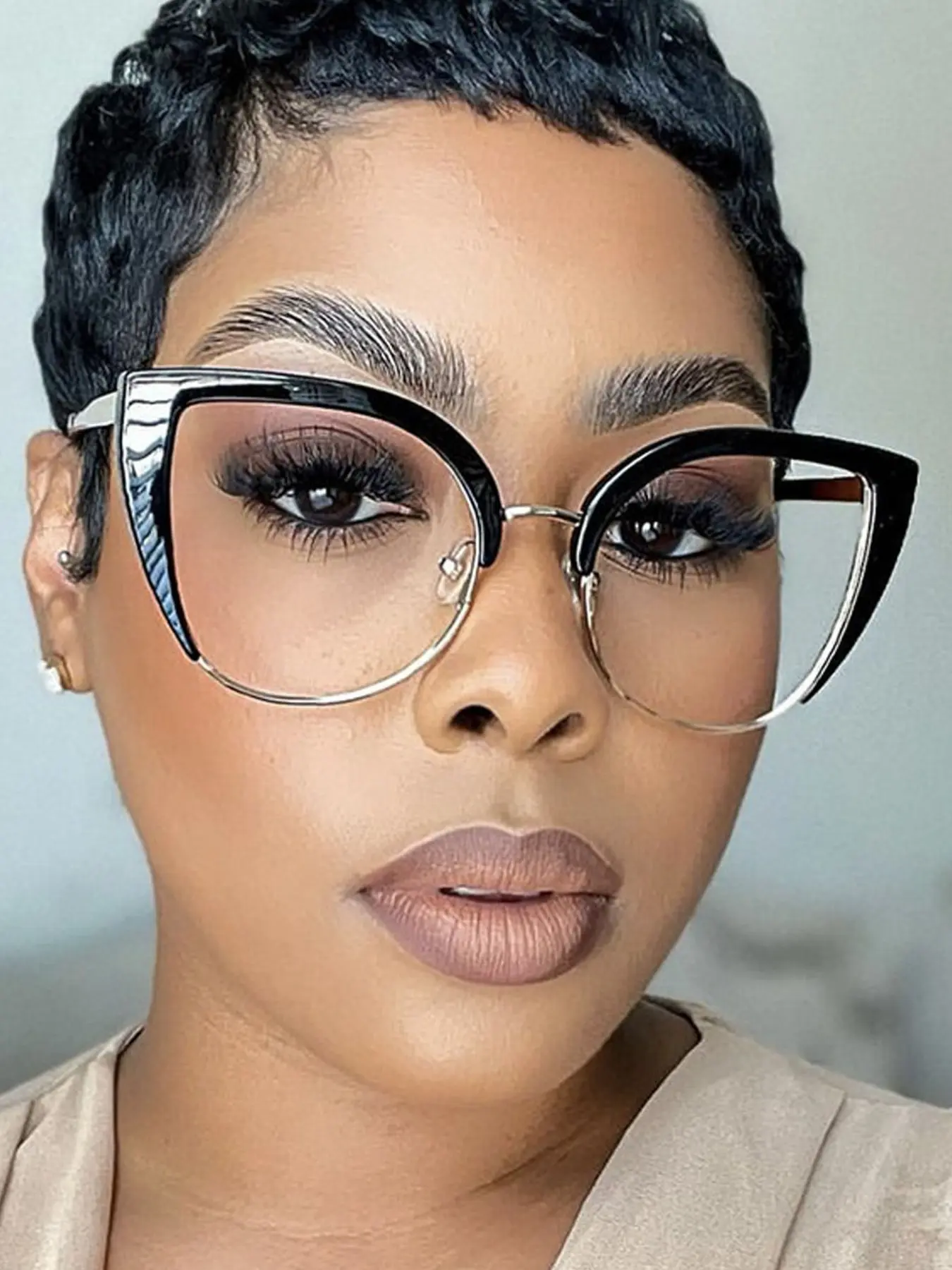 New Classic Simple Cat Eye Half Frame Glasses, Fashion Frame Eyeglasses, Unisex Retro Fashion Eyewear, Casual Daily Wear, Stylish Accessory for Men and Women