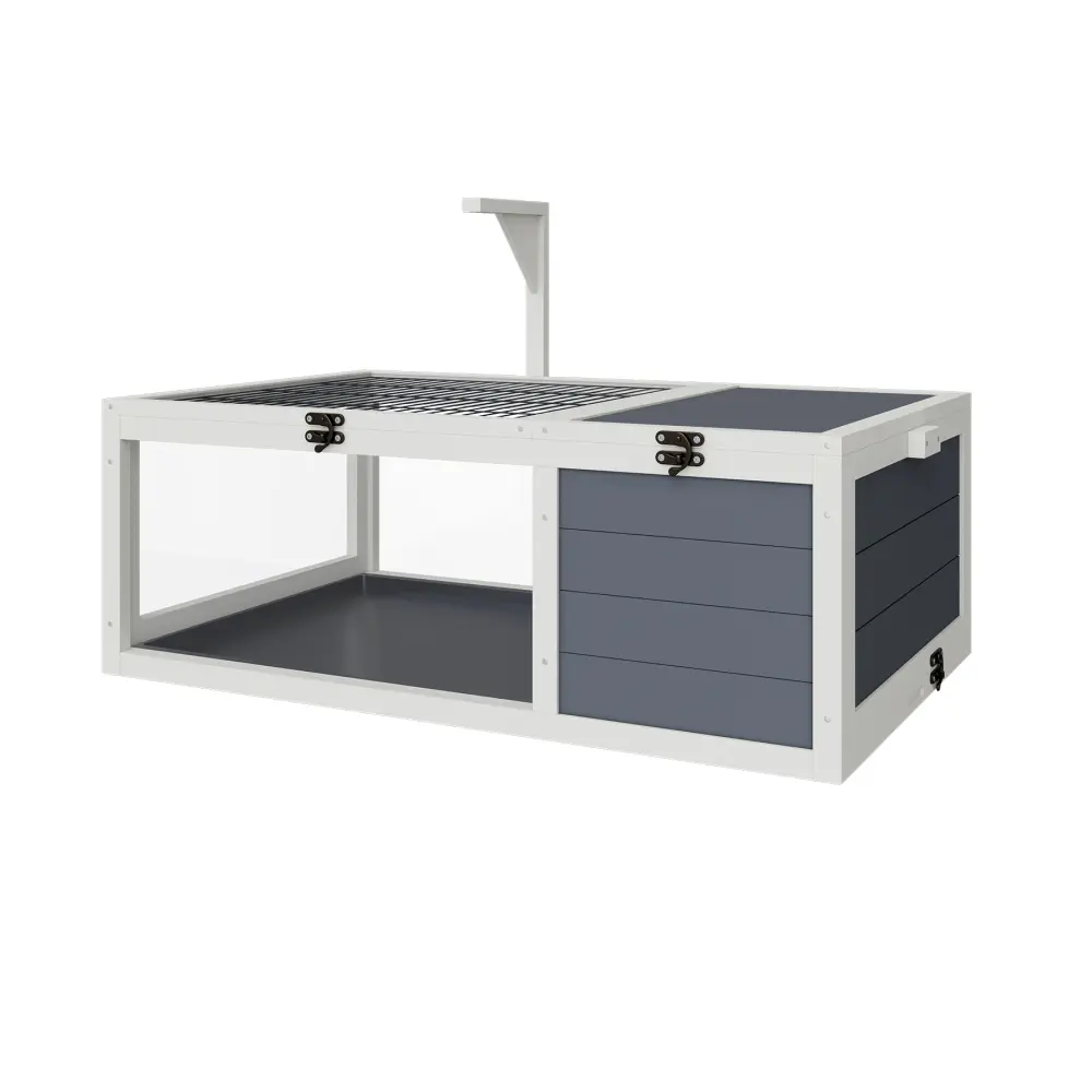 Wooden Reptile Habitat with Lamp Holder, Acrylic Viewing Windows, Waterproof Trays and Lockable Top
