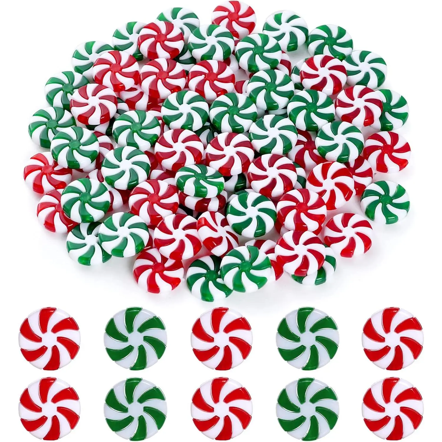 80 count Christmas Candy Cane Ornaments Red and White Candy Decorations Christmas Tree  Peppermint Ornaments for Holiday Party Decoration DIY Crafts, 2.5cm