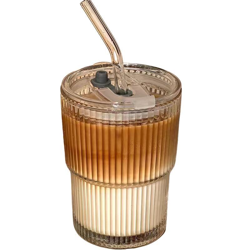 Insulated Straw Cup with Lid, 2/4 CountsReusable Glass Tumbler Cup, Washable Portable Straw Drinking Cup for Home &Office Use, Best Friend Summer Gifts, KitchenAccessories,Traveling Drinkware Gadgets, Cool Bottle, Glass Material, Glass Water Bottle