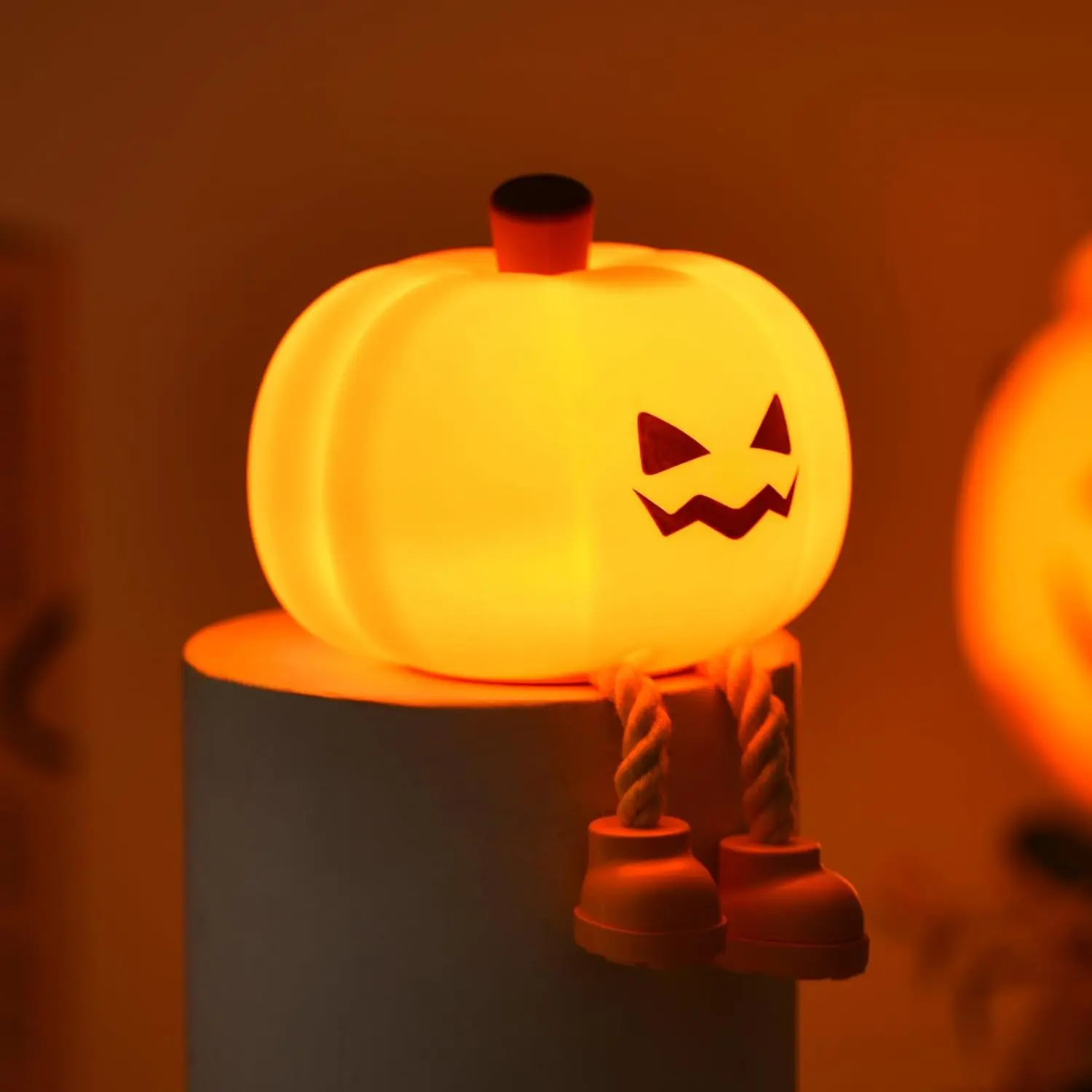 Silicone-ABS Cute Pumpkin Night Light, Rechargeable Dimmable Touch Nursery Bedside Lamp, Halloween USB Mobile Light for Breastfeeding Use