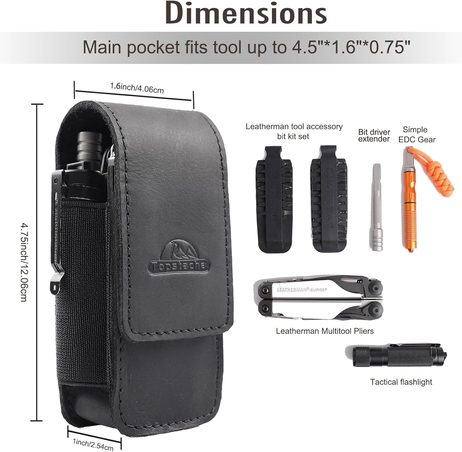 Leather Multitool Sheath for Belt - Multitool Holster for Belt - Leather Multitool Pouch Fits Folding Tool - Closure EDC Belt Organizer - EDC Belt Pouch - Multitool Holder, Black Leather Multitool Sheath for Belt - Multitool Holster for Belt - Leather Multitool Pouch Fits Folding Tool - Closure EDC Belt Organizer - EDC Belt Pouch - Multitool Holder, Black