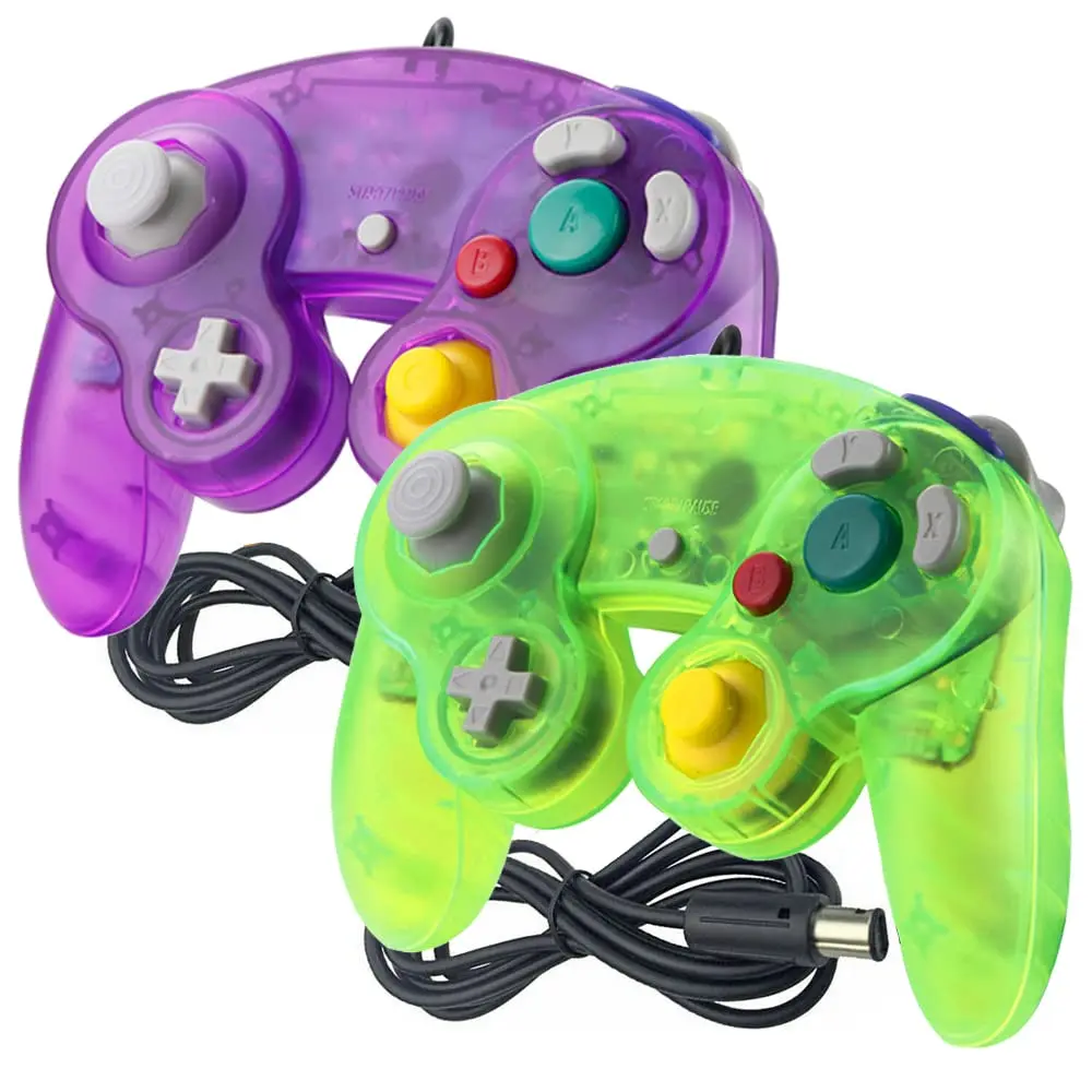 Gamecube Controller, 2 Pack NGC Classic Wired Controller for Wii  cube Console (Clear  and Green)