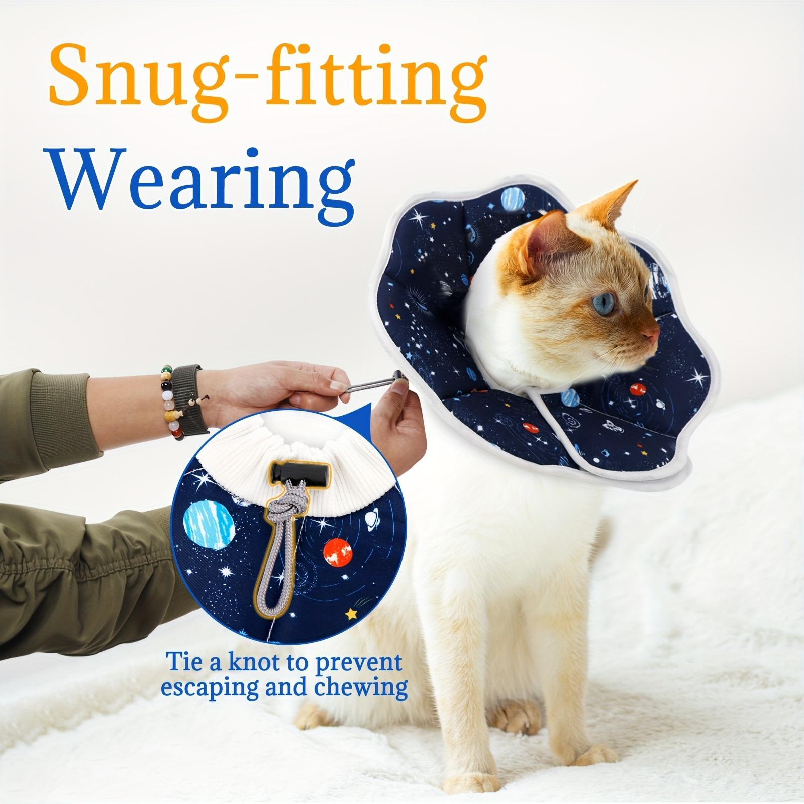 Cartoon Printed Cat Elizabethan Collar, Soft Lightweight Pet Protective Cone with Anti-chew Design, Adjustable Buckle for Post-surgery Recovery