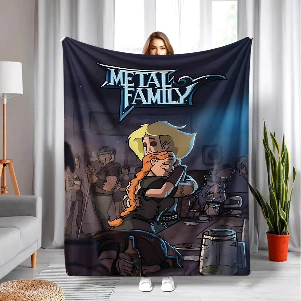 Dark Gradient Flannel Throw Blanket - Metal Family Bar Hug Scene, Russian Animated Series Poster Design, Cotton Fabric, Anti-Pilling, Dark Print, Moody Art, Wall Decor-Worthy Warm Gift for Cartoon Fans