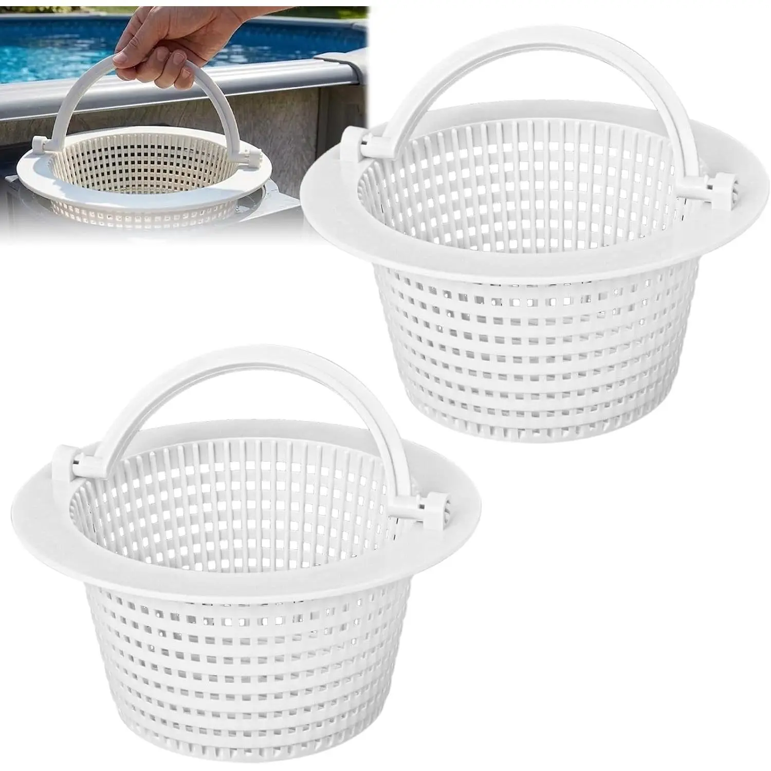 SPX1091C Above Ground Pool Skimmer Basket Replace for Hayward Pentair SP1091WM, Pool Filter Basket Compatible with HydroSkim 513330(2 Pc)