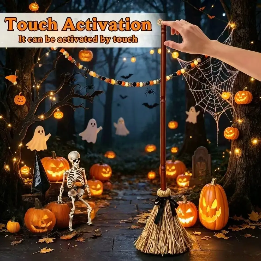 Halloween Floating Witch's Broom Ornament, Magic Broom Twisting Design, Perfect for Halloween Decorations, Unique Gift Idea