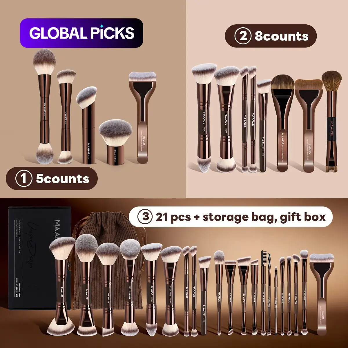 【Black Friday】MAANGE Soft-Bristle Makeup Brush Set, Complexion Brush Set for Foundation, Powder, Eyeshadow and Concealer, Face Makeup Brushes, Multifunctional Makeup Brushes, Cosmetic Gift Box Set, Makeup Brushes Kit #GLOBAL PICKS