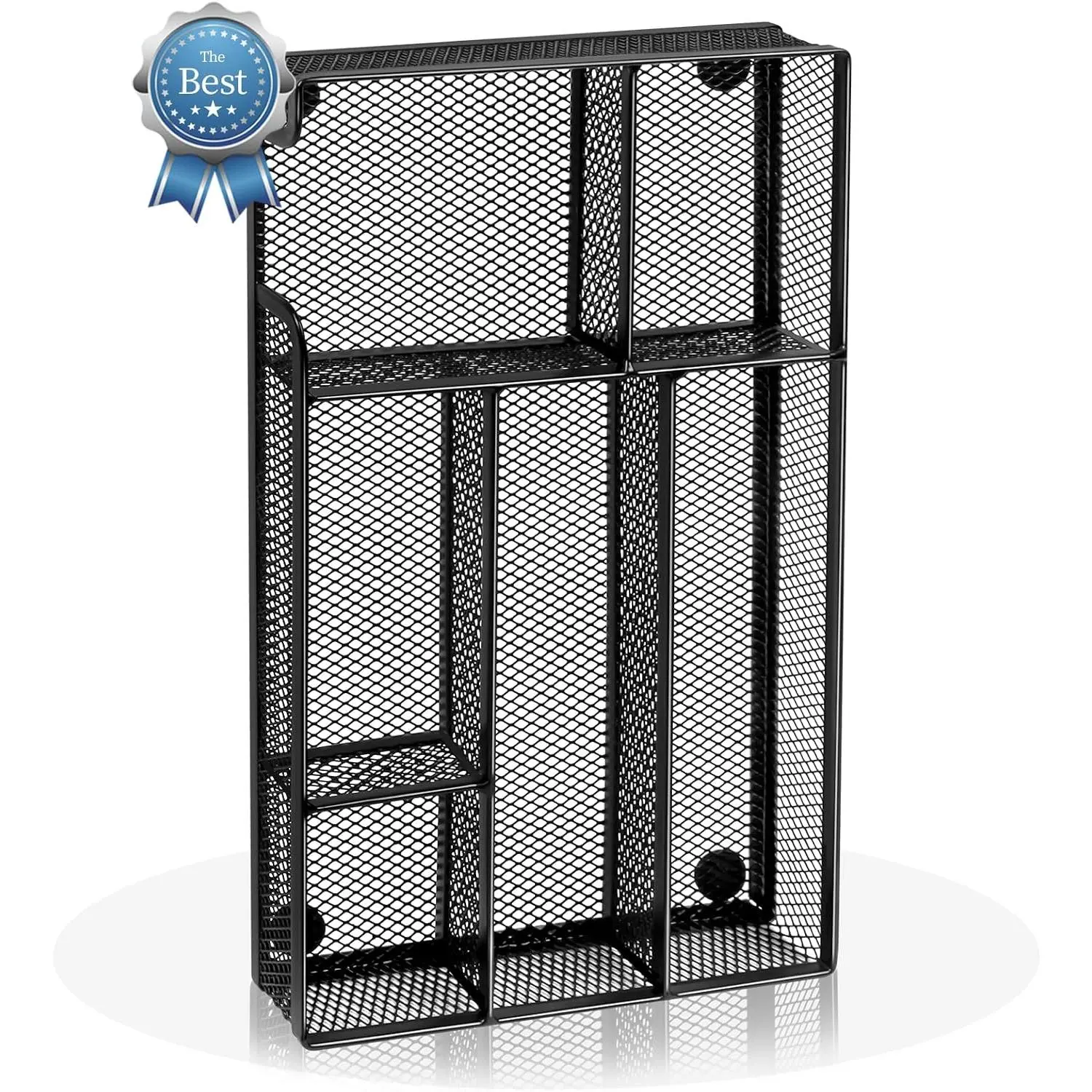 Metal Mesh Desk Drawer Organizer - 6-Compartment Divider Tray, Multi-Use Home Organizer for Stationery, Office & Kitchen Supplies